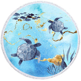 Lofaris Marine Organisms Coral Turtles Round Beach Towel